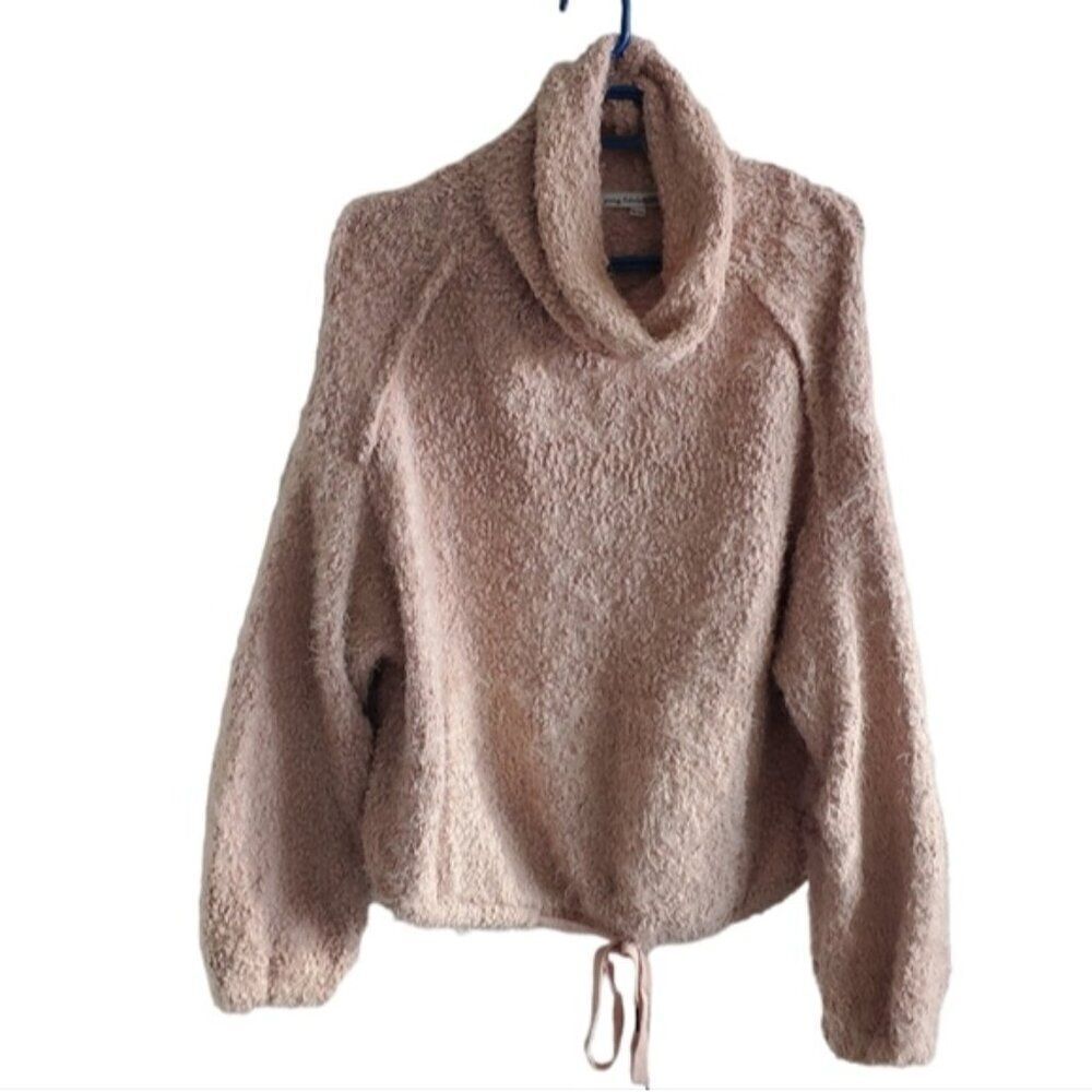Young Fabulous & Broke Lorena Blush Pink Fuzzy Sweater Size S/M